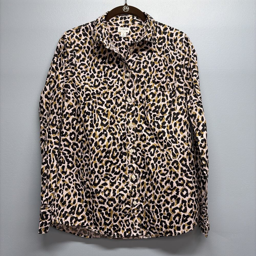 J. Crew - Leopard/Pink Button-up Cotton Poplin Shirt in Signature Fit - Sz Small